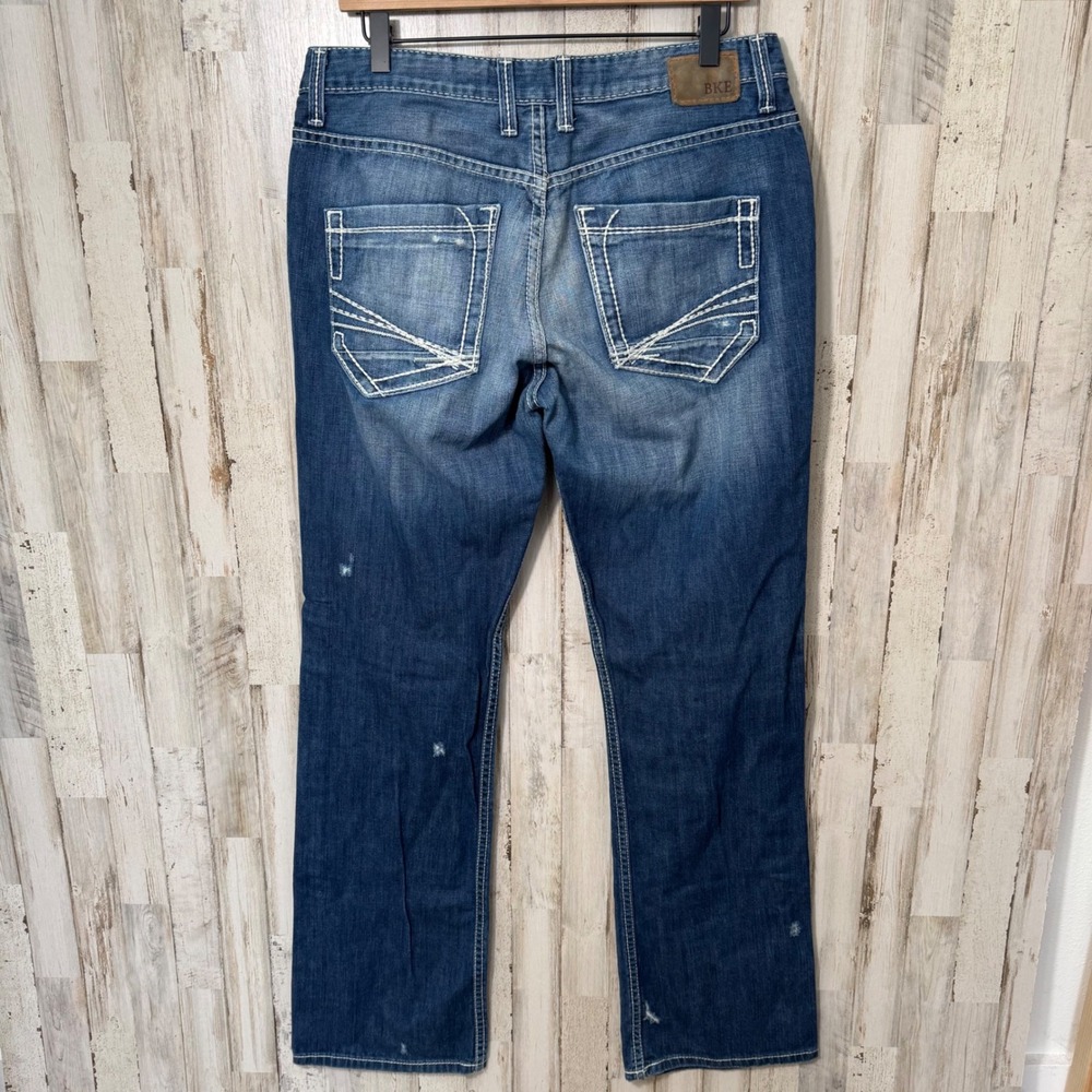 Buckle BKE Aiden Distressed Straight Boot Leg Jeans Denim Mens Size 34 x 33 - Picture 5 of 9